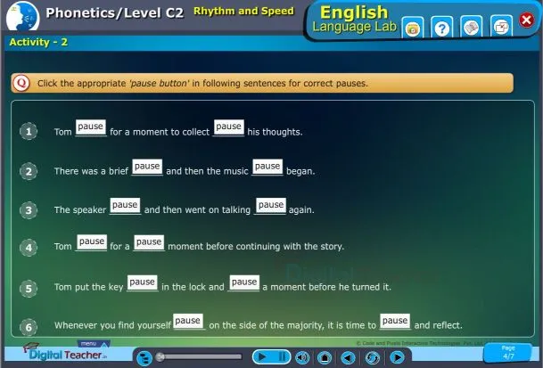 English lab practical activity on rhythm and speed